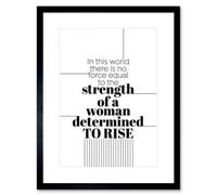Artery8 Wall Art Print Woman Strength Determined Lines Framed 9X7 Inch