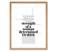 Artery8 Wall Art Print Woman Strength Determined Lines Framed in Beige | Size: W7" x H9" Artery8 Beige W7" x H9"