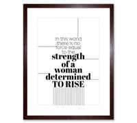 Artery8 Wall Art Print Woman Strength Determined Lines Framed in Brown | Size: W7" x H9" Artery8 Brown W7" x H9"