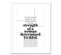 Artery8 Wall Art Print Woman Strength Determined Lines Framed in White | Size: W7" x H9" Artery8 White W7" x H9"