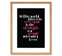 Artery8 Wall Art Print Woman Strength Determined Magenta Framed in Beige | Size: W7" x H9" Artery8 Beige W7" x H9"