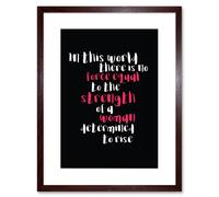 Artery8 Wall Art Print Woman Strength Determined Magenta Framed in Brown | Size: W7" x H9" Artery8 Brown W7" x H9"