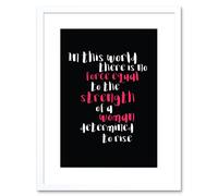 Artery8 Wall Art Print Woman Strength Determined Magenta Framed in White | Size: W7" x H9" Artery8 White W7" x H9"