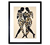 Artery8 Wall Art Print Women with Abstract Pattern Dress Matisse Inspired Silhouettes Body Line Symmetry Artwork Framed 9X7 Inch | Size: W7" x H9" Artery8 Black W7" x H9"