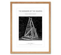Artery8 Wall Art Print Wonders of the Heavens Duncan Bradford Herschel Greenwich Telescope Antique Classic Artwork Framed 9X7 Inch | Size: W7" x H9" Artery8 Beige W7" x H9"