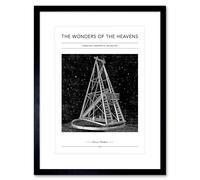 Artery8 Wall Art Print Wonders of the Heavens Duncan Bradford Herschel Greenwich Telescope Antique Classic Artwork Framed 9X7 Inch | Size: W7" x H9" Artery8 Black W7" x H9"