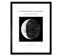 Artery8 Wall Art Print Wonders of the Heavens Duncan Bradford Telescopic View of Moon Last Quarter Antique Telescopic Classic Artwork Framed 9X7 Inch Artery8 Black W7" x H9"