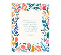 Wall Art Print Words Have Power Buddhist Mindfulness Quote Floral Buddha Poster Artery8 Multi W24 inch x H32 inch