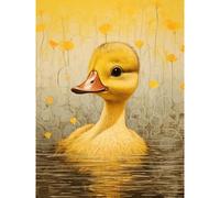 Artery8 Wall Art Print Yellow Duckling Kids Bedroom Baby Nursery Calm Elegant Artwork Poster | Size: W24" x H32" Artery8 Yellow W24" x H32"