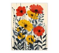 Artery8 Wall Art Print Yellow & Red Wildflowers Blooming Modern Poster | Size: W12" x H16" Artery8 Multicolor W12" x H16"