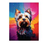 Artery8 Yorkshire Terrier Dog Lover Gift Pet Portrait Rainbow Colours Artwork Painting Unframed Wall Art Print Poster Home Decor Premium