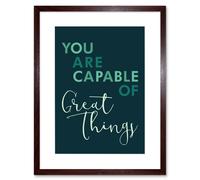 Artery8 Wall Art Print You Are Capable Great Things Artwork Framed 9X7 Inch in Brown | Size: W7" x H9" Artery8 Brown W7" x H9"