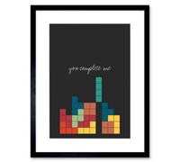 Artery8 Wall Art Print You Complete Me Tetris Artwork Framed 9X7 Inch