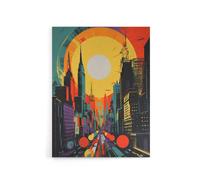 Artery8 Wall Street New York Cityscape Sunrise Canvas Wall Art Print | Size: W12" x H16" Artery8 Multicolor W12" x H16"