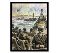 Artery8 War Military Normandy Landing D Day Watercolour Wall Art Print - A4 Size