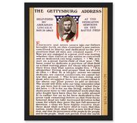 Artery8 War US Civil President Abraham Lincoln Gettysburg Address A4 Artwork Framed Wall Art Print in Black Artery8 Black