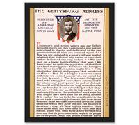 Artery8 War US Civil President Abraham Lincoln Gettysburg Address A4 Artwork Framed Wall Art Print