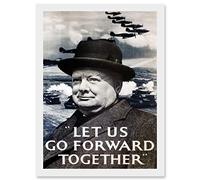 Artery8 War Winston Churchill Military Victory UK Britain England World War 2 A4 Artwork Framed Wall Art Print