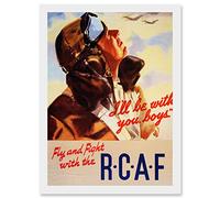 Artery8 War World WWII Royal Canada Airforce RCAF Pilot Fly Fight Artwork Framed Wall Art Print A4