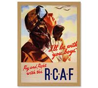 Artery8 War World WWII Royal Canada Airforce RCAF Pilot Fly Fight Artwork Framed Wall Art Print A4