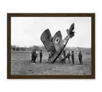 Artery8 War WW1 Vintage Photo Biplane Crash Aviation Accident Savy Aerodrome Artwork Framed Wall Art Print A4