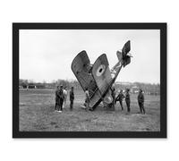 Artery8 War WW1 Vintage Photo Biplane Crash Aviation Accident Savy Aerodrome Artwork Framed Wall Art Print A4