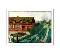 Artery8 War WWI JM Country House Near Fighting Sketch Artwork Framed Wall Art Print 18X24 Inch