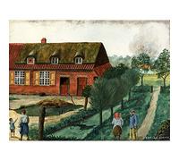 Artery8 War WWI JM Country House Near Fighting Sketch Large Wall Art Poster Print Thick Paper 18X24 Inch