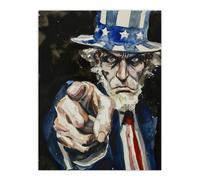 Artery8 War WWII USA Uncle Sam Want You Sinister Dark Wall Art Print in Blue | Size: W12" x H16" Artery8 Blue W12" x H16"