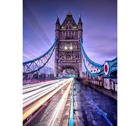 Artery8 Warby Light Trails Tower Bridge London Photo Premium Wall Art Canvas Print 18X24 Inch
