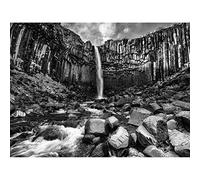 Artery8 Warby Svartifoss Waterfall Iceland Nature Photo Art Print Canvas Premium Wall Decor Poster Mural