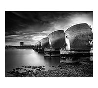 Artery8 Warby Thames Barrier Shot Long Exposure Photo Art Print Canvas Premium Wall Decor Poster Mural