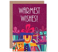 Artery8 Warmest Wishes Presents Gifts Purple Christmas Xmas Greetings Card Artery8 Purple