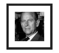 Artery8 Warren Portrait Philip Duke Edinburgh Photo 8X8 Inch Square Wooden Framed Wall Art Print Picture with Mount in Black Artery8 Black