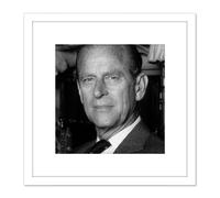 Artery8 Warren Portrait Philip Duke Edinburgh Photo 8X8 Inch Square Wooden Framed Wall Art Print Picture with Mount in White Artery8 White