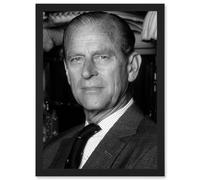 Artery8 Warren Portrait Prince Philip Duke Edinburgh Photo Artwork Framed Wall Art Print A4 in Black Artery8 Black