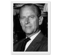 Artery8 Warren Portrait Prince Philip Duke Edinburgh Photo Artwork Framed Wall Art Print A4 in White Artery8 White