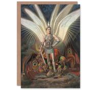 Artery8 Wasastjerna Archangel Michael Defeating the Dragon Art Greeting Card Artery8 Multicolor