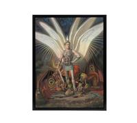Artery8 Wasastjerna Archangel Michael Defeating the Dragon Black Framed Canvas Wall Art Print 24x32