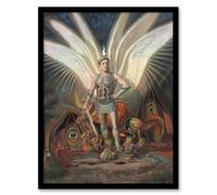 Artery8 Wasastjerna Archangel Michael Defeating the Dragon Framed Art Print | Size: W12" x H16" Artery8 Multicolor W12" x H16"
