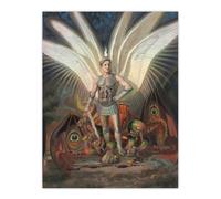 Artery8 Wasastjerna Archangel Michael Defeating the Dragon Wall Art Print | Size: W18" x H24" Artery8 Multicolor W18" x H24"