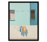 Wall Art Print Washing Day Blues (And Yellow) By Amy Denver Minimalist Soft Pastel Palette Laundry Room Minimalism Simple Modern Artwork Art Framed Artery8 Blue A4