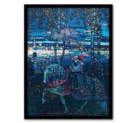 Artery8 Wassily Kandinsky Framed Wall Art Riding Couple in Russian Cityscape in Blue | Size: A3 Artery8 Blue A3