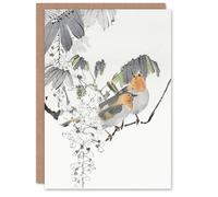 Artery8 Watanabe Seitei Art Card Sparrows Perched On Branch
