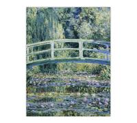 Artery8 Water Lilies & Japanese Bridge Monet Vintage Wall Art Print Poster in Green | Size: W18" x H24" Artery8 Green W18" x H24"