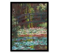 Artery8 Water Lily Pond with Bridge Claude Monet Vintage Framed Wall Art Print | Size: A4 Artery8 Multicolor A4