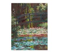 Artery8 Water Lily Pond with Bridge XL Extra Large Wall Art Poster Print 24X32 Artwork By Claude Monet : Peaceful Pond Scene For Relaxation Areas Lounge Or Spa Room Soft Soothing Interior Tone