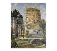 Artery8 Water Tower in Hermsdorf Landscape Beckmann Wall Art Poster Print | Size: W12" x H16" Artery8 Multicolor W12" x H16"