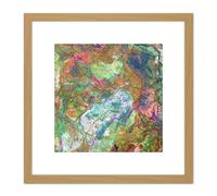 Artery8 Watercolour Abstract Paint Bright 8X8 Inch Square Wooden Framed Wall Art Print Picture with Mount in Light Oak Artery8 Light Oak