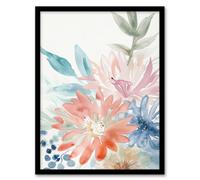 Watercolour Aster Flower Bouquet Boho Pastels Framed Art Print Artery8 Multi A4